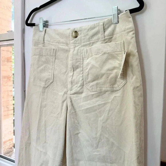 NWT Anthropologie Maeve The Colette Cropped Cord Wide Leg Trousers Pants Cream - Picture 10 of 16